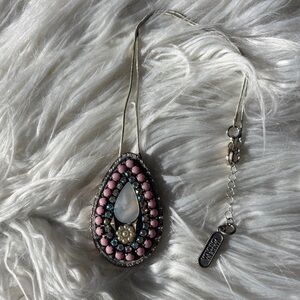 Rita D - Elegant Pink and Silver Teardrop Pendant Necklace